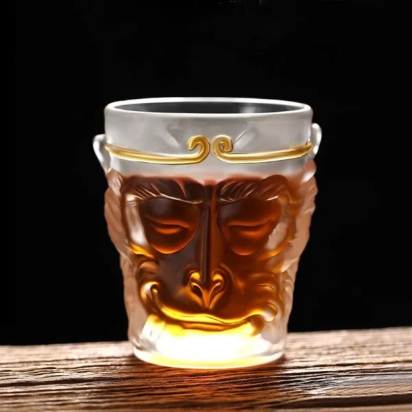 120ml Monkey King Whiskey Glasses Black Myth Wukong Crystal Glass Cup Creative Sun Wukong Kung Fu Tea Cup Home Drinkware 6