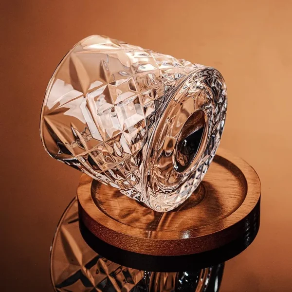 Tumbler Whiskey Glass with Base Crystal Whiskey Glasses Rotating Spinning Wine Brandy Glass Cup Drinkware for Bar Home 4