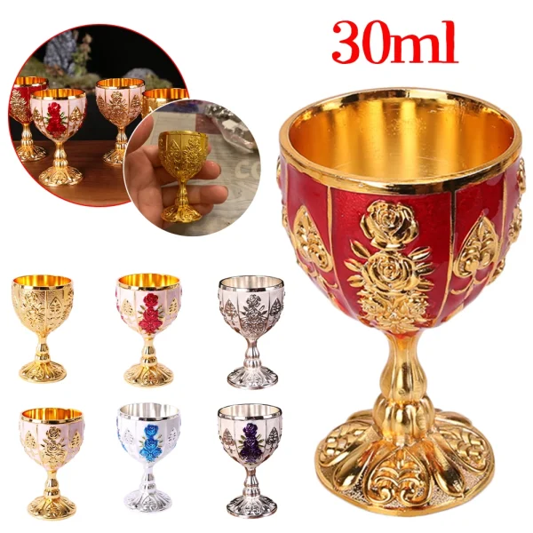 Mini 30ML Metal Wine Glasses Vintage European Style Wine Cup Champagne Cocktail Glasses Bar Drinkware Home Decoration Cup 1