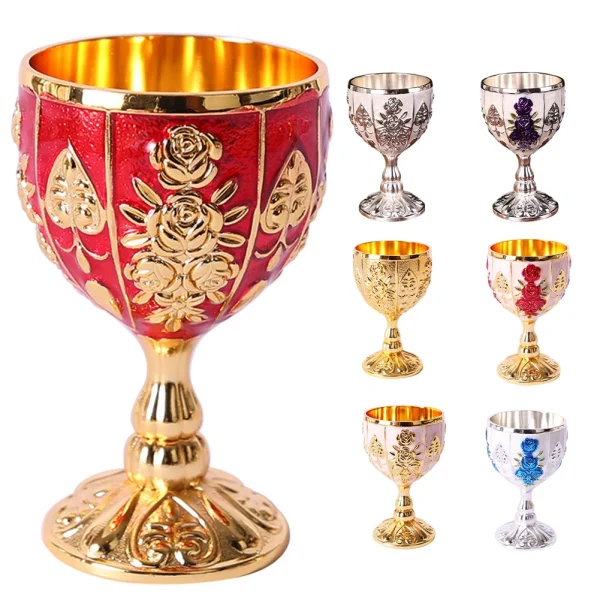 Mini 30ML Metal Wine Glasses Vintage European Style Wine Cup Champagne Cocktail Glasses Bar Drinkware Home Decoration Cup 2