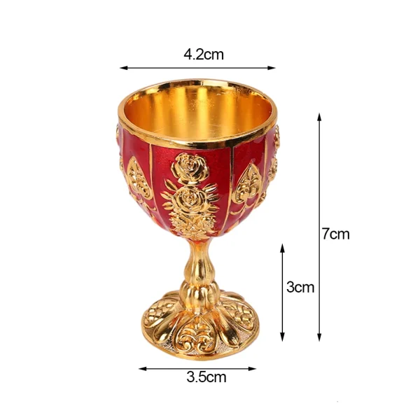 Mini 30ML Metal Wine Glasses Vintage European Style Wine Cup Champagne Cocktail Glasses Bar Drinkware Home Decoration Cup 6