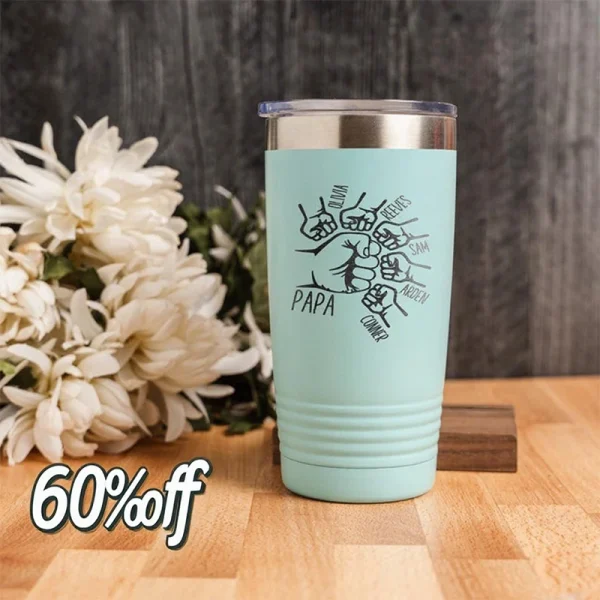Retro Minimalist Fathers Day Customized Insulated Mug Name Engraved Unique Birthday Gift for Dad Personalized Thermal Drinkware 1