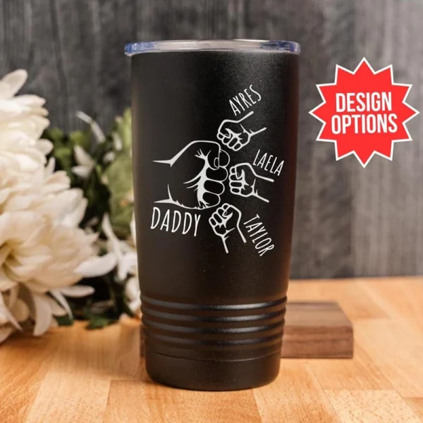 Retro Minimalist Fathers Day Customized Insulated Mug Name Engraved Unique Birthday Gift for Dad Personalized Thermal Drinkware 2