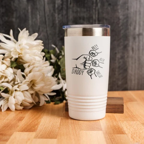 Retro Minimalist Fathers Day Customized Insulated Mug Name Engraved Unique Birthday Gift for Dad Personalized Thermal Drinkware 4