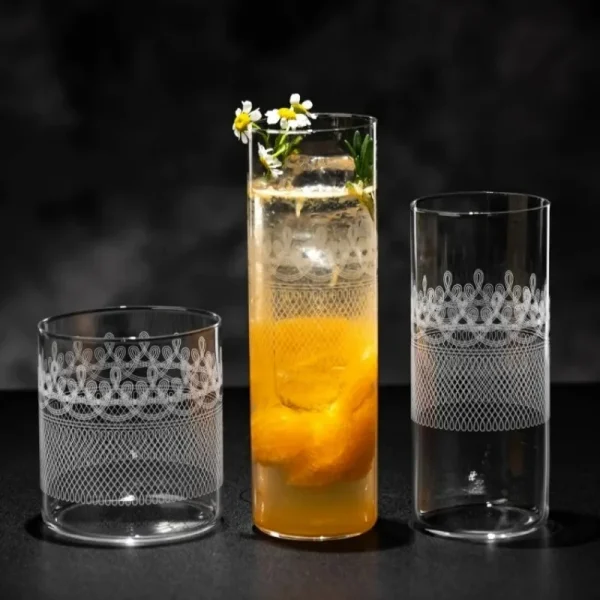 Japanese Style Cocktail Glasses Cups,Ultra Thin Etched Collins Cup, Classic Whisky Glass Cup,Drinkware For Party Bar,Water Tools 5