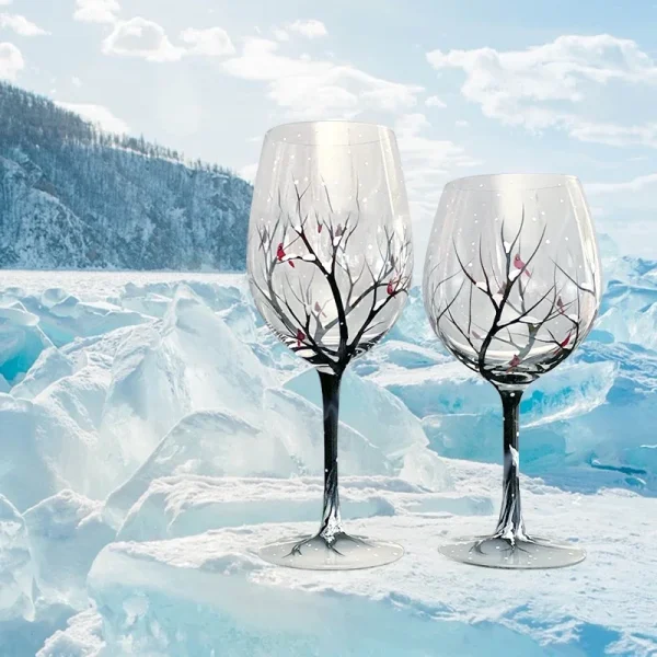 Glass Four Seasons Tree Wine Glass Creative Printed Goblet Large Capacity Drinkware Beer Family Party Bar Party Drinkware 2