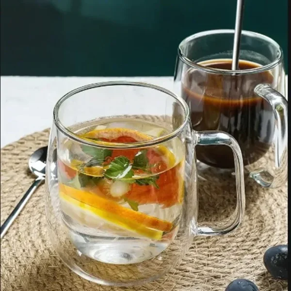 1-6PCS 80-450ML Heat Resistant Double Wall Tea Glass Cup Beer Coffee Handmade Creative Cold Beverage Transparent Drinkware Set 2