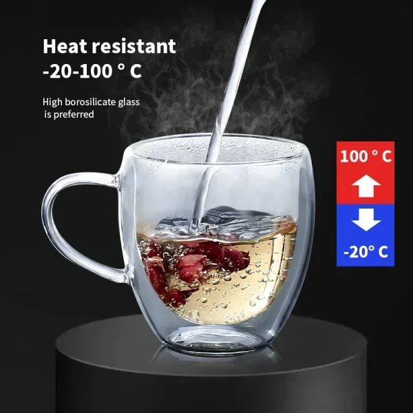 1-6PCS 80-450ML Heat Resistant Double Wall Tea Glass Cup Beer Coffee Handmade Creative Cold Beverage Transparent Drinkware Set 3
