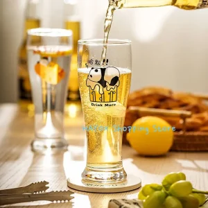Panda Wheat Beer Cup 450ml Glass Personality Craft Beer Mugs Cute Animal Crystal Cup Juice Tumbler Drinkware Home Bar Supplies 1