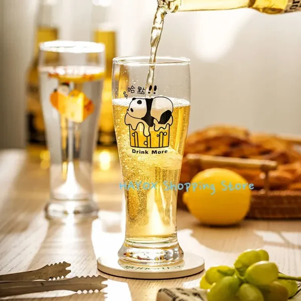 Panda Wheat Beer Cup 450ml Glass Personality Craft Beer Mugs Cute Animal Crystal Cup Juice Tumbler Drinkware Home Bar Supplies 1