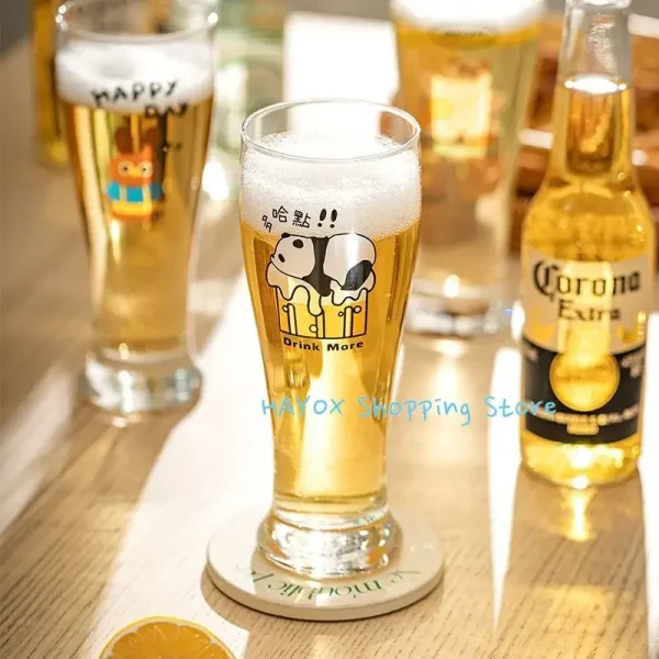 Panda Wheat Beer Cup 450ml Glass Personality Craft Beer Mugs Cute Animal Crystal Cup Juice Tumbler Drinkware Home Bar Supplies 2