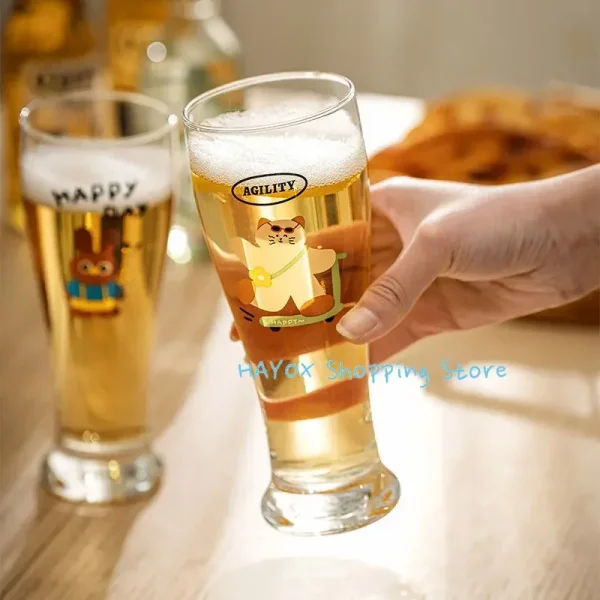 Panda Wheat Beer Cup 450ml Glass Personality Craft Beer Mugs Cute Animal Crystal Cup Juice Tumbler Drinkware Home Bar Supplies 3