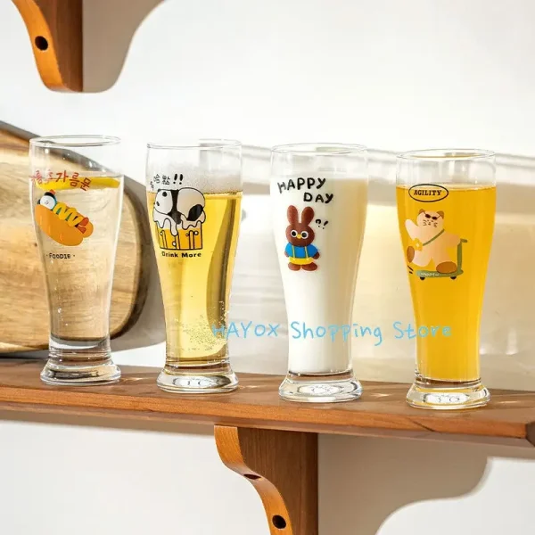 Panda Wheat Beer Cup 450ml Glass Personality Craft Beer Mugs Cute Animal Crystal Cup Juice Tumbler Drinkware Home Bar Supplies 5