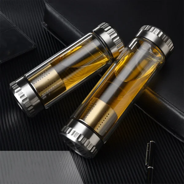300/400ML Tea Water Bottle Portable Glass Double Wall Tea Water Cup Infuser Tumbler Drinkware Water Bottle With Tea Filter 1