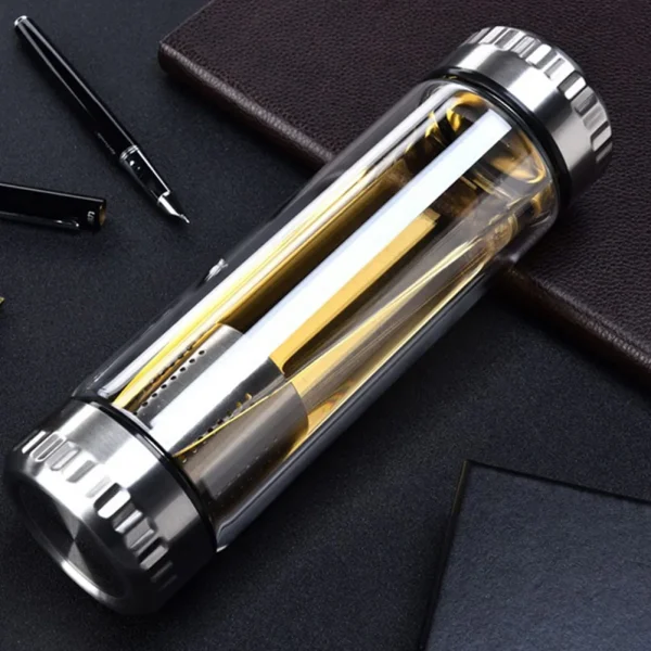 300/400ML Tea Water Bottle Portable Glass Double Wall Tea Water Cup Infuser Tumbler Drinkware Water Bottle With Tea Filter 2