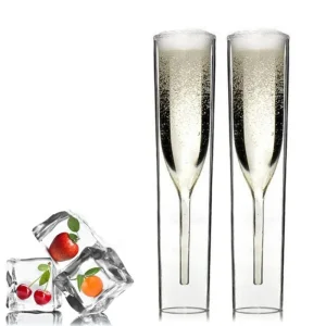 2pcs Champagne Flute Glass Double Wall Glasses Goblet Cocktails Cup Wedding Party Bar Club Creative Drinkware Birthday Dropship 1