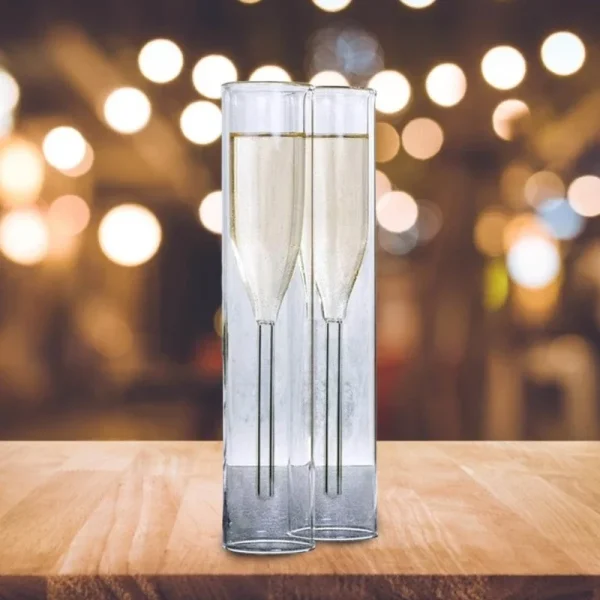 2pcs Champagne Flute Glass Double Wall Glasses Goblet Cocktails Cup Wedding Party Bar Club Creative Drinkware Birthday Dropship 2