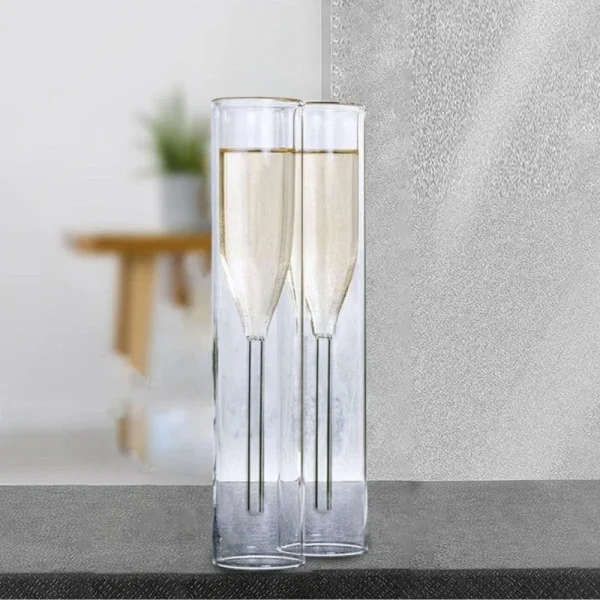 2pcs Champagne Flute Glass Double Wall Glasses Goblet Cocktails Cup Wedding Party Bar Club Creative Drinkware Birthday Dropship 3