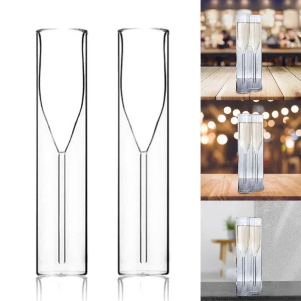 2pcs Champagne Flute Glass Double Wall Glasses Goblet Cocktails Cup Wedding Party Bar Club Creative Drinkware Birthday Dropship 4