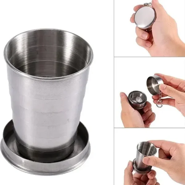 Hot New Stainless Steel Folding Cup Portable Outdoor Travel Camping Telescopic Cup Foldable Drinkware 75ml/150ml/250ml 3