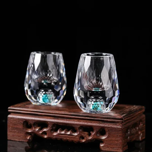 6pcs 15ml Luxury Crystal Glass Vodka Sake Shochu Bar Liqueur Gold Foil Glass Tea Cup Gift Hard Liquor Wine Glass Drinkware Gift 2
