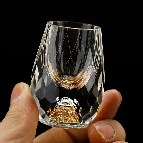 6pcs 15ml Luxury Crystal Glass Vodka Sake Shochu Bar Liqueur Gold Foil Glass Tea Cup Gift Hard Liquor Wine Glass Drinkware Gift 5