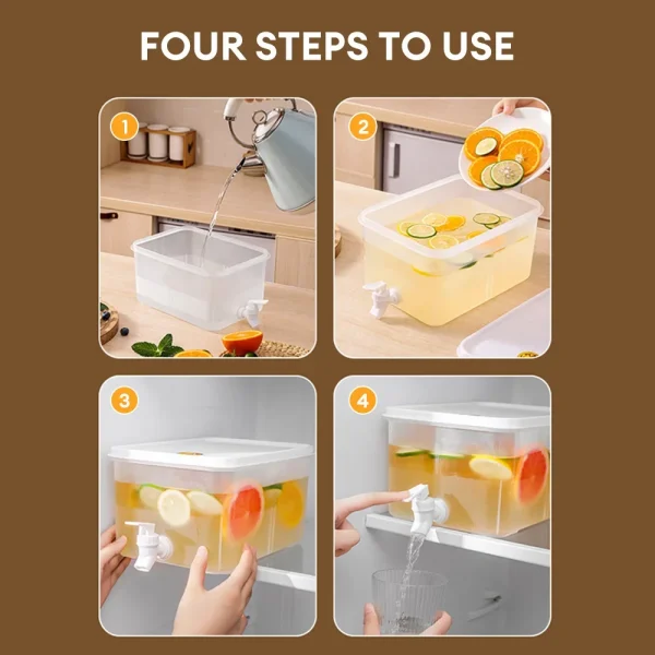 Pongwin 5L Cold Water Kettle with Faucet Refrigerator Cool Water Bucket Lemon Bottle Beverage Water Dispenser Drinkware 6
