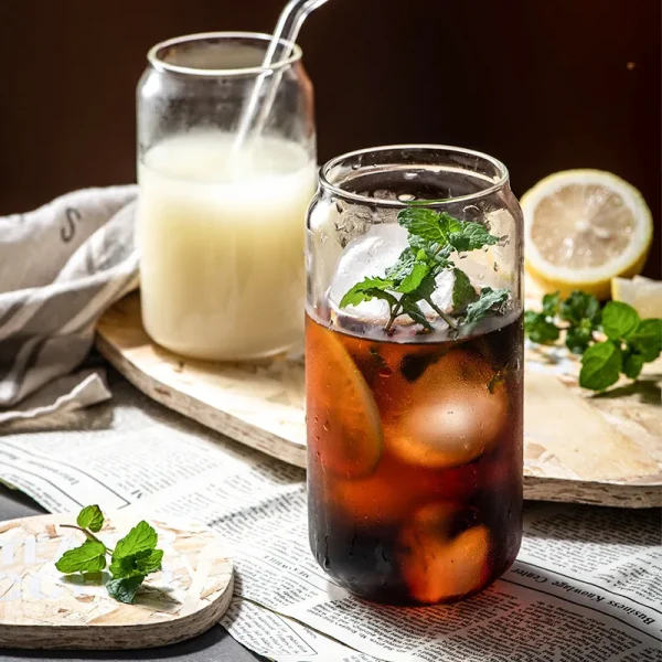 12/16 Oz Can Shaped Beer Glass Drinking Cups Can Shaped Glasses Classic Can Glasses for Soda Cold Brew Coffee Bar Drinkware 2