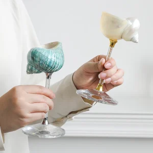 Ahunderjiaz-Natural Conch Shell Goblet Glass, Champagne Wine Glass, Kitchen Drinkware Set, Home Decoration Ornaments, Light Luxu 1