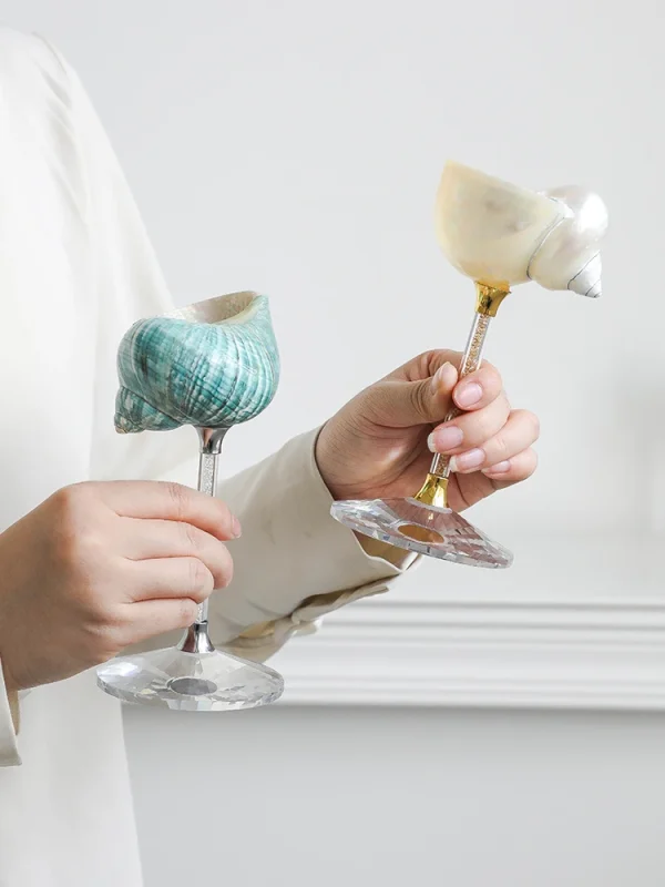 Ahunderjiaz-Natural Conch Shell Goblet Glass, Champagne Wine Glass, Kitchen Drinkware Set, Home Decoration Ornaments, Light Luxu 1