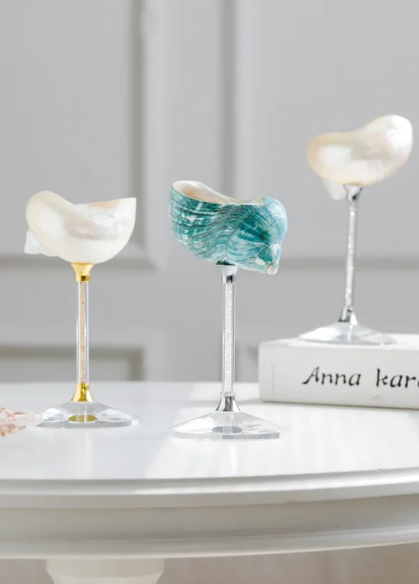 Ahunderjiaz-Natural Conch Shell Goblet Glass, Champagne Wine Glass, Kitchen Drinkware Set, Home Decoration Ornaments, Light Luxu 6