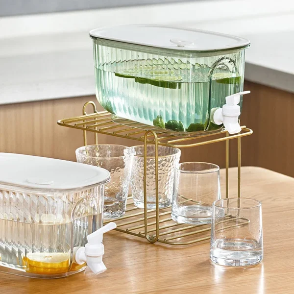 Cold Water Bottle Tea Pots Dispenser Jug Fountain with Faucet Kettle Juice Pitcher Pot for Drink Drinkware Plastic Fridge Can 5