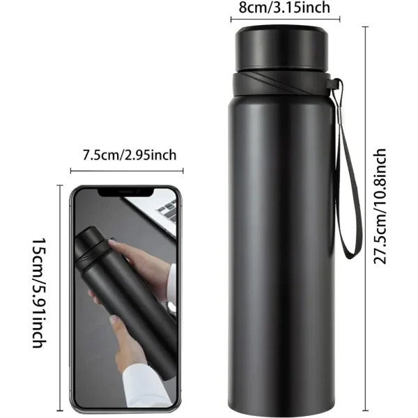 1000ml Stainless Steel Insulated Water Bottle, Keeps Drinks Hot or Cold for Hours with Lid Intelligent Water Cup Drinkware 6
