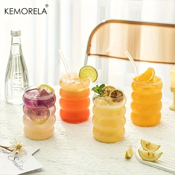 6PCS Create Wave Shape Glass Cup Water Bottle Heat-resistant Beer Drinkware Tea Mug Coffee Juice Milk Home Cafe Drinkware Gift 2