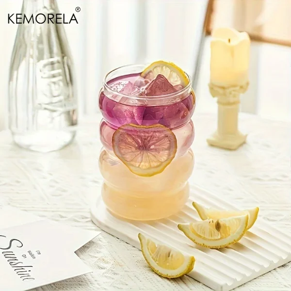 6PCS Create Wave Shape Glass Cup Water Bottle Heat-resistant Beer Drinkware Tea Mug Coffee Juice Milk Home Cafe Drinkware Gift 3