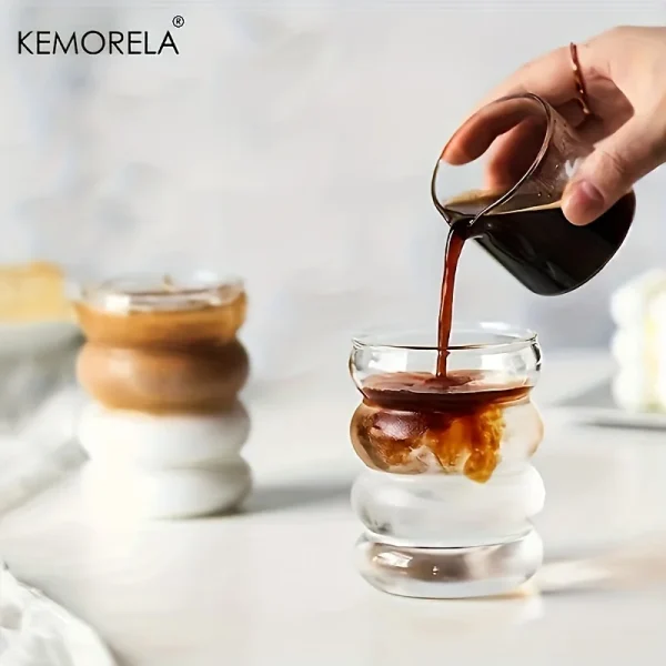 6PCS Create Wave Shape Glass Cup Water Bottle Heat-resistant Beer Drinkware Tea Mug Coffee Juice Milk Home Cafe Drinkware Gift 4