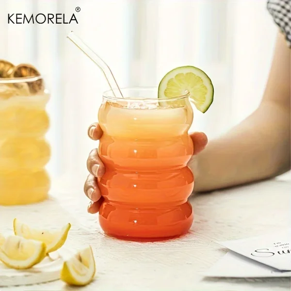 6PCS Create Wave Shape Glass Cup Water Bottle Heat-resistant Beer Drinkware Tea Mug Coffee Juice Milk Home Cafe Drinkware Gift 5