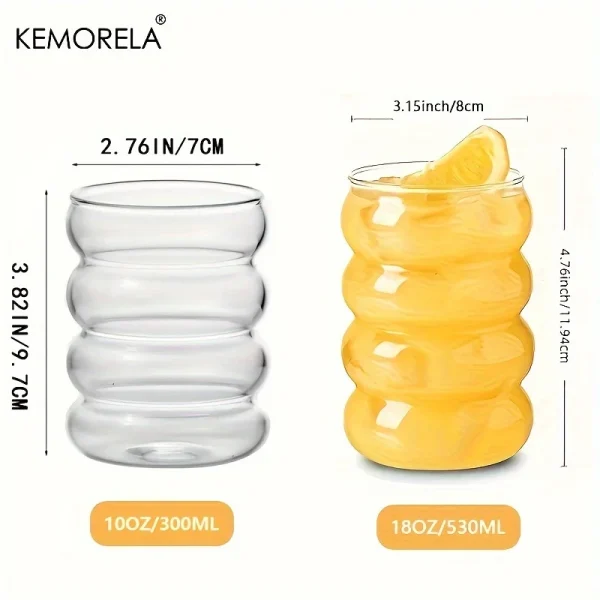 6PCS Create Wave Shape Glass Cup Water Bottle Heat-resistant Beer Drinkware Tea Mug Coffee Juice Milk Home Cafe Drinkware Gift 6