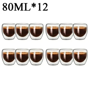 2-18PCS Double Wall High Borosilicate Glass Mug Heat Resistant Tea Milk Juice Coffee Water Cup Bar Drinkware Gift Creativity Set 1