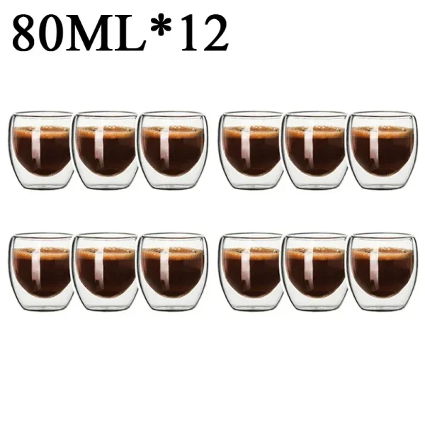 2-18PCS Double Wall High Borosilicate Glass Mug Heat Resistant Tea Milk Juice Coffee Water Cup Bar Drinkware Gift Creativity Set 1