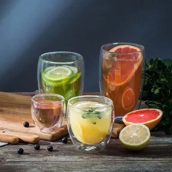 2-18PCS Double Wall High Borosilicate Glass Mug Heat Resistant Tea Milk Juice Coffee Water Cup Bar Drinkware Gift Creativity Set 2