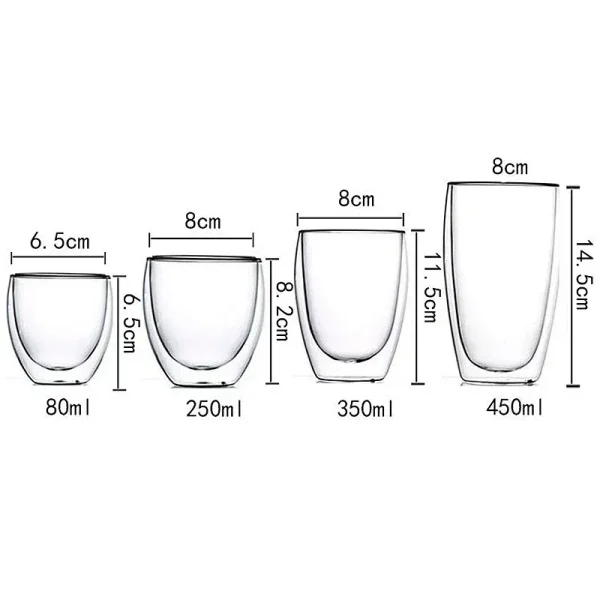 2-18PCS Double Wall High Borosilicate Glass Mug Heat Resistant Tea Milk Juice Coffee Water Cup Bar Drinkware Gift Creativity Set 6