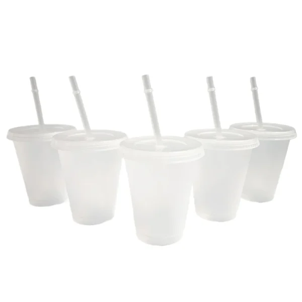 1PC 475ml Straw Mugs Cup With Lid Water Cup Drinks Cup Food Grade PP Plastic Reusable Drinks Cup Tumbler Drinkware 2