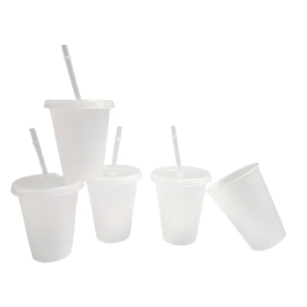 1PC 475ml Straw Mugs Cup With Lid Water Cup Drinks Cup Food Grade PP Plastic Reusable Drinks Cup Tumbler Drinkware 3