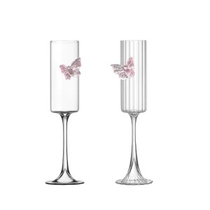 Pink Butterfly Glass Goblet Light Luxury Red Wine Glass Whisky Drinking Cocktail Martini Glasses Barware Household Cup Drinkware 1