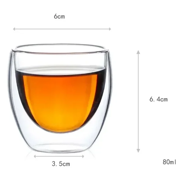 80ML/150ML 2-18PCS Double Wall Glass Kung Fu Tea Cup Transparent Coffee Milk Water Mug High Borosilicate Glass Drinkware Tea Set 6