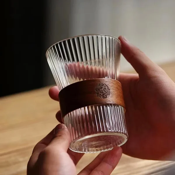 300ML Japanese Style Tea Cup Clear Strip High Borosilicate Glass Water Mug Milk Coffee Cup Household Drinkware for Kitchen Party 1