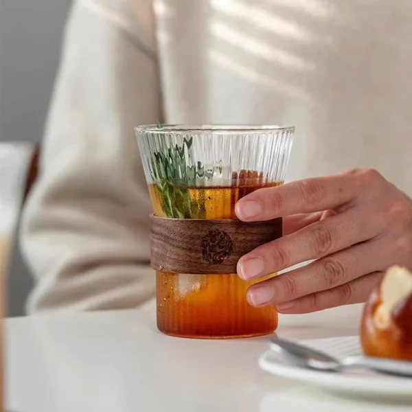 300ML Japanese Style Tea Cup Clear Strip High Borosilicate Glass Water Mug Milk Coffee Cup Household Drinkware for Kitchen Party 3