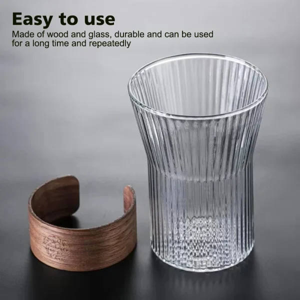 300ML Japanese Style Tea Cup Clear Strip High Borosilicate Glass Water Mug Milk Coffee Cup Household Drinkware for Kitchen Party 4