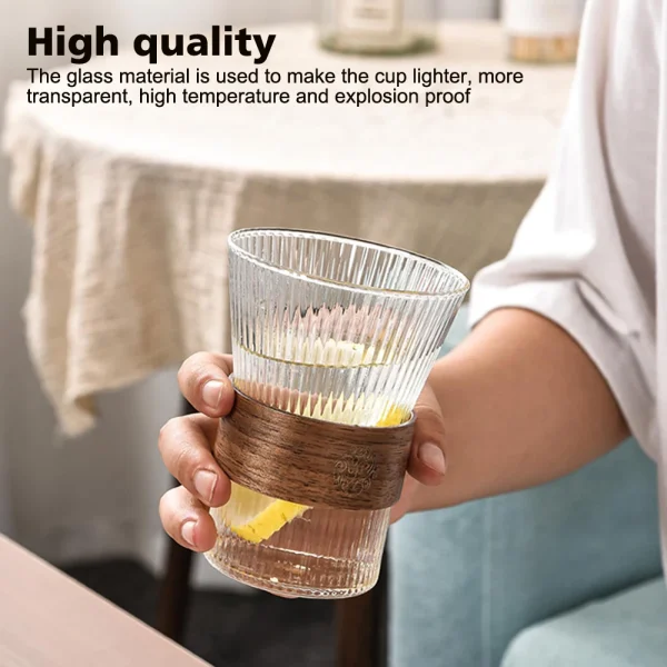 300ML Japanese Style Tea Cup Clear Strip High Borosilicate Glass Water Mug Milk Coffee Cup Household Drinkware for Kitchen Party 5